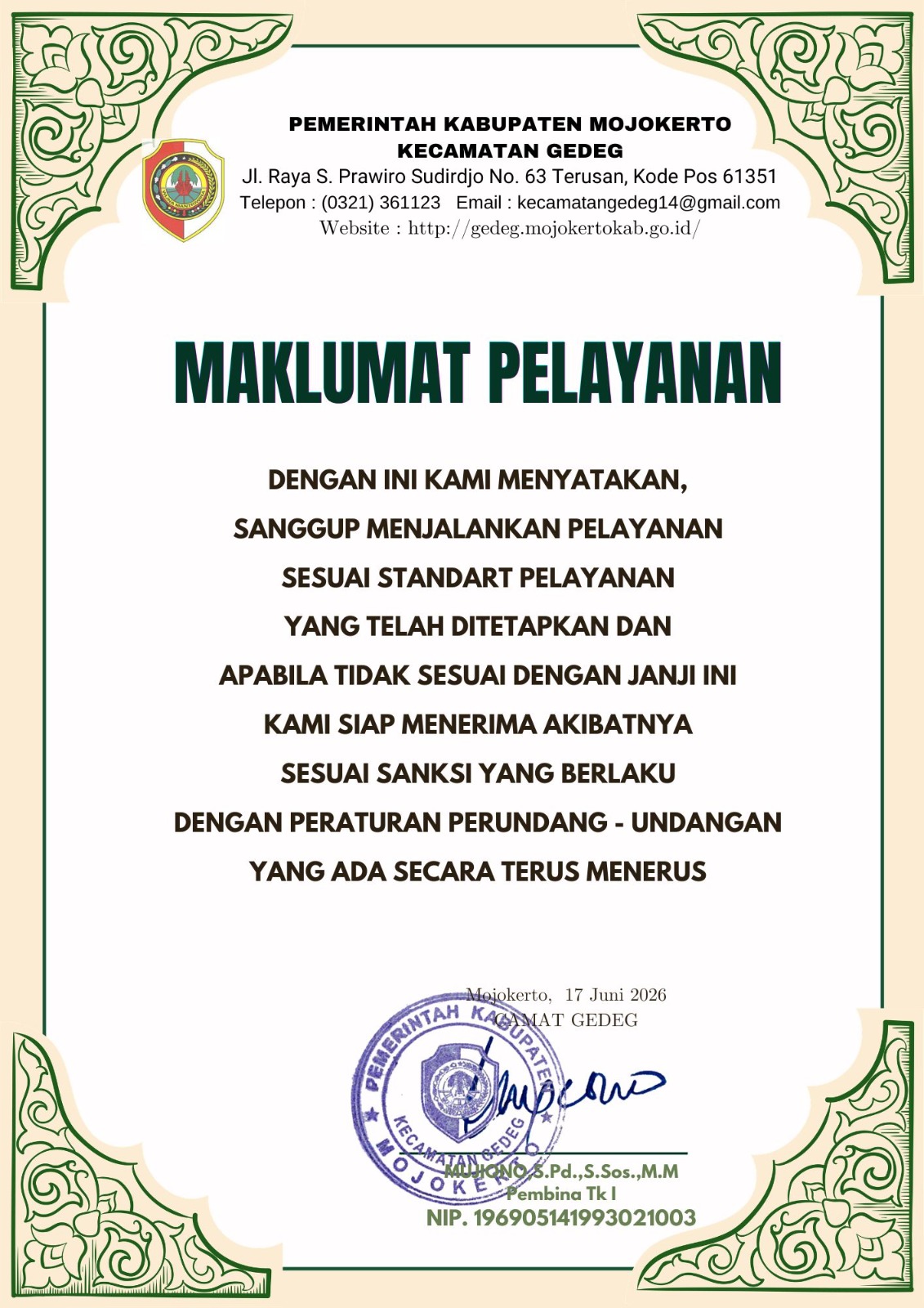 MAKLUMAT PELAYANAN 2026