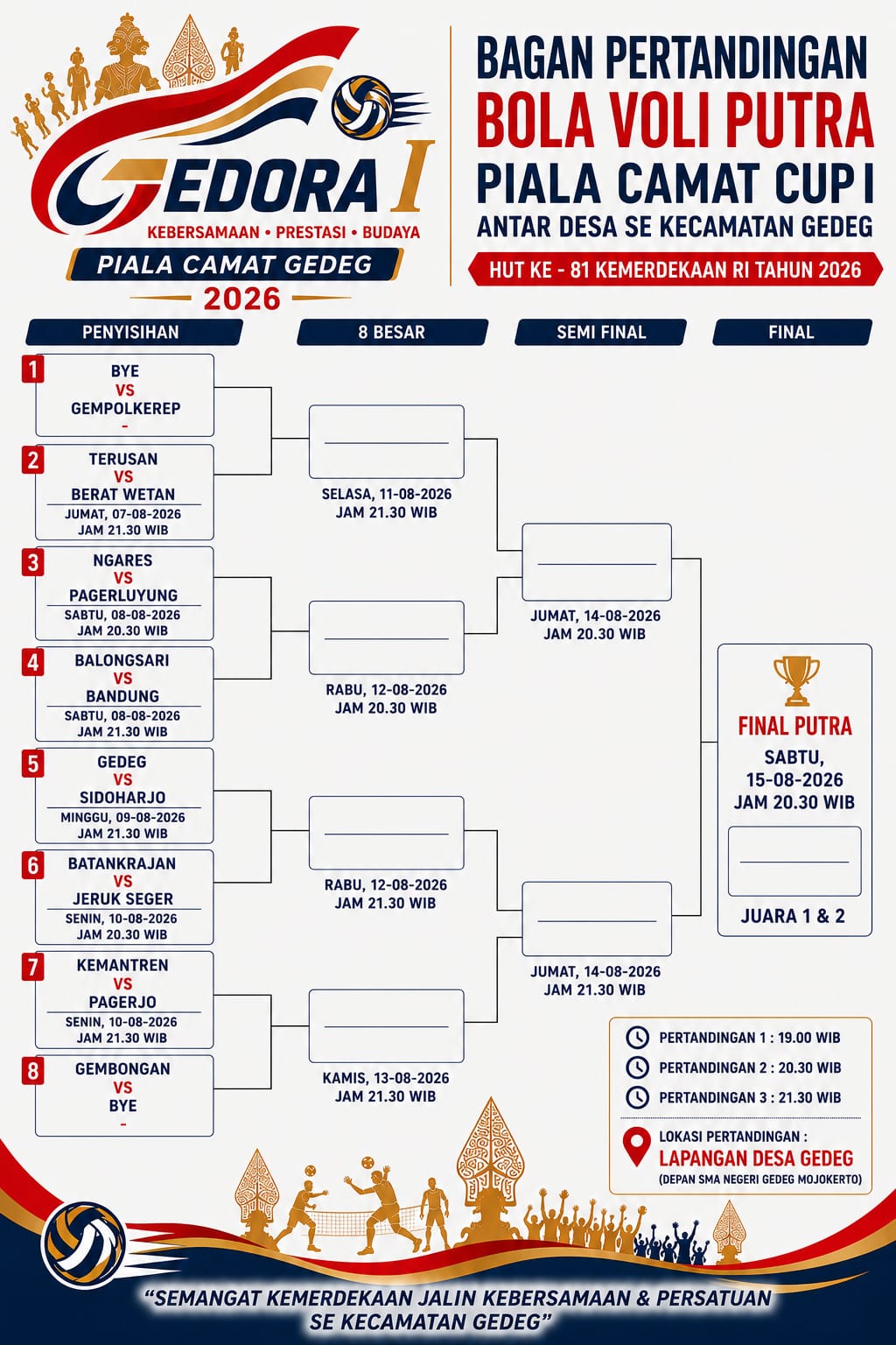 PERTANDINGAN BOLA VOLI PUTRA PIALA CAMAT CUP I TAHUN 2026